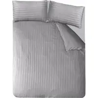 Sleepdown dekbedovertrek Satin Stripe grijs - blended katoen - 2-persoons - 200x200 + 2st 50x75 cm