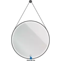 SaniGoods Luna ronde spiegel met verlichting en ophangband 80cm zwart mat