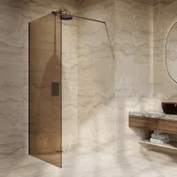 Saniclear Bronze inloopdouche brons glas 100x200cm mat zwart