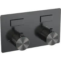 Brauer Gunmetal Carving 2-weg inbouwthermostaat met drukknoppen met in- en afbouwdelen gunmetal geborsteld PVD