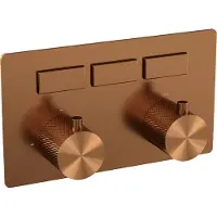 Brauer Copper Carving 3-weg inbouwthermostaat met drukknoppen met in- en afbouwdelen koper geborsteld PVD
