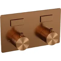 Brauer Copper Carving 2-weg inbouwthermostaat met drukknoppen met in- en afbouwdelen koper geborsteld PVD