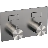 Brauer Brushed Edition 2-weg inbouwthermostaat met drukknoppen met in- en afbouwdelen RVS geborsteld PVD