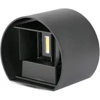 V-TAC VT-756 5W LED wandlamp, halve cirkel, dubbele LED, 140Lm/W, warm wit licht, 3000K, satijnzwart, IP65 - 217081