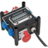 Brennenstuhl compacte rubberen stroomverdeler / rubberen verdeler (2m kabel, 2xCEE 400V/16A, 1 x CEE 400V/32A, 4x 230V/16A, gebruik op de bouwplaats en permanent buitengebruik, made in Germany)