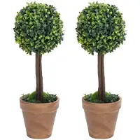 vidaXL Kunstplanten met pot 2 st buxus bolvorming 56 cm groen