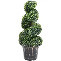 vidaXL Kunstplant met pot buxus spiraal 89 cm groen
