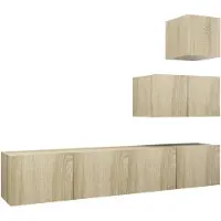 vidaXL 4-delige Tv-meubelset bewerkt hout sonoma eikenkleurig