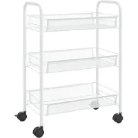 vidaXL Keukenwagen, 3 niveaus, wit, 46x26x64 cm, ijzer