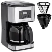 Kitchenbrothers Koffiezetapparaat - Koffiemachine incl. Glazen Kan - 1,5L - Herbruikbare filter - Timerfunctie - Zwart/RVS
