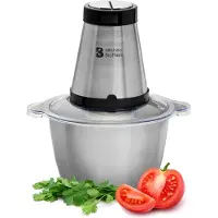 Kitchenbrothers Hakmolen - Food Chopper - Elektrisch - 2 Snelheden - 300 W - 1,8 L - RVS Kom