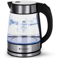 Kitchenbrothers Waterkoker - 1.7L - Glas - BPA vrij - 2200W - 24.51x16.04x22.70 cm - Glas|Zonder temperatuurregeling