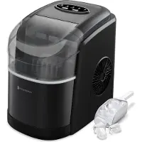 Kitchenbrothers IJsblokjesmachine - 1.6L - 8 min. - 12kg/24u - Zelfreinigingsfunctie - IJsblokmaker met IJsschep - Zwart