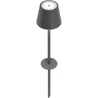 Zafferano Poldina LED grondspies lamp, Akku, grijs Poldina, dimbaar, alu / grijs / zink, Aluminium, Modern