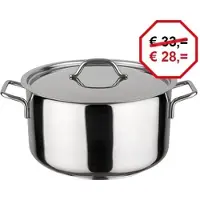 HorecaTraders Kookpan middel | RVS | 2.1 Liter | 16cmØ |voor gas, elektrisch, keramisch en inductie