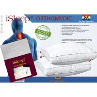 ISleep Orthomedic Hoofdkussen Set - (2 Kussens + 2 Moltonslopen) - Boxmodel - Anti-nekpijn - Anti-allergie - 50x60x10 cm - Wit