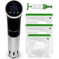Kitchenbrothers Sous Vide Stick – Incl. Accessoires – 1200 W – 11 x 7,5 x 34,7 cm – Zwart/RVS