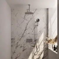 Brauer Chrome Carving thermostatische inbouw regendouche met 3 standen handdouche, plafondarm, glijstang en hoofddouche 30cm set 72 chroom
