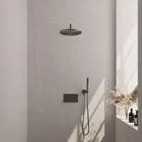 Brauer Gunmetal Edition thermostatische inbouw regendouche met staafhanddouche, gebogen muurarm en hoofddouche 30cm set 52 gunmetal geborsteld PVD
