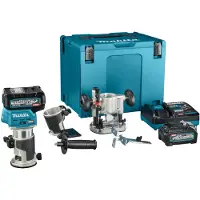 Makita RT001GM205 Boven- en kantenfrees | 40 V Max | 2 x 4.0 Ah accu + snellader | Incl. diverse voeten | In Mbox RT001GM205