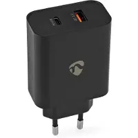 Nedis Oplader | Snellaad functie | 2.0 / 2.25 / 3.25 A | Outputs: 2 | USB-A / USB-C | 65 W WCPD65W130BK