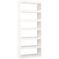 vidaXL Boekenkast/kamerscherm 80x30x199,5 cm massief grenenhout wit