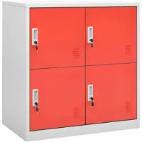 vidaXL Lockerkast 90x45x92,5 cm staal lichtgrijs en rood