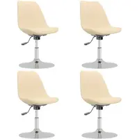 vidaXL Eetkamerstoelen 4 st draaibaar stof crèmekleurig