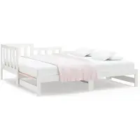 vidaXL Slaapbank uitschuifbaar massief grenenhout wit 90x190 cm