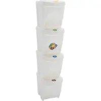 vidaXL Stapelbare afvalbakken, 4 stuks, wit, 100 liter, polypropyleen