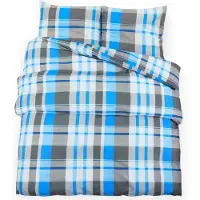 vidaXL Dekbedovertrekset 135x200 cm katoen blauw en grijs