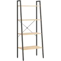 vidaXL Ladderrek met 4 schappen 56x35x140 cm lichtbruin en zwart