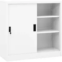 vidaXL Kantoorkast met schuifdeuren 90x40x90 cm staal wit