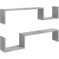 vidaXL Wandschappen 2 st 100x15x20 cm bewerkt hout betongrijs