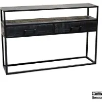 Benoa Jax 3 Drawer Console Table Black 140 cm (Zwart, 140x78x30cm)