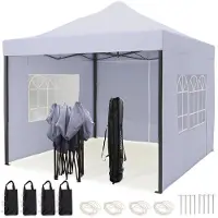 LifeGoods Partytent - Paviljoen - EasyUp - Opvouwbaar - 4 Zijwanden - Waterdicht - Met Draagtas met wieltjes - 292 x 292 cm - Donkergrijs