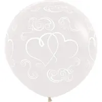 Sempertex Mega topballon Crossed Hearts - Crystal Clear latex.