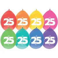 Haza Party Ballonnen 25 jaar - leeftijd verjaardag - 16x stuks - 29 cm - versiering/feestartikelen