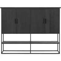 DTP Home Cabinet Beam large, 4 doors, open rack BLACK,140x180x40 cm, recycled teakwood