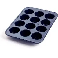 Blue Diamond muffinvorm - 12 stuks - PFAS-vrije antikleeflaag - Keramische baklaag - Ovenbestendig tot 230°C - Blauw
