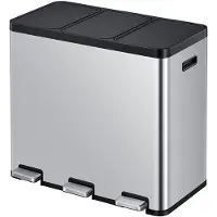 EKO - Essential 1 Recycler pedaalemmer 20+20+20 liter - Stainless Steel Plastic - mat RVS - Prullenbak