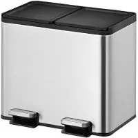 EKO - Essential splitted Recycler pedaalemmer 10+10 liter - Stainless steel - mat RVS - Prullenbak