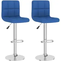 vidaXL Barkrukken, 2 stuks, blauw, met stoffen bekleding