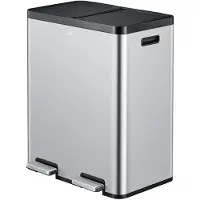 EKO - Essential 1 Recycler pedaalemmer 30+30 liter - Stainless Steel Plastic - mat RVS - Prullenbak