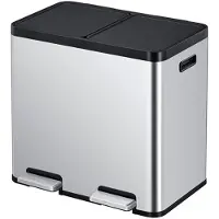 EKO - Essential 1 Recycler pedaalemmer 22+22 liter - Stainless Steel Plastic - mat RVS - Prullenbak