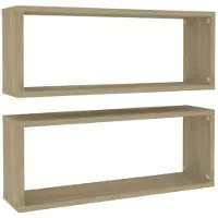 vidaXL Wandschappen kubus 2 st 60x15x23 cm bewerkt hout sonoma eiken