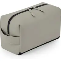 Bagbase Toilettas/make-up tas Monaco - lederlook coating - mat beige - 25 x 12 x 15 cm - luxe uitstraling