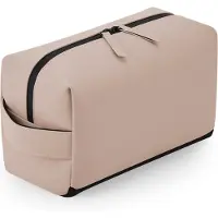 Bagbase Toilettas - make-up tas Monaco - lederlook coating - mat roze - 25x12x15 cm - luxe uitstraling