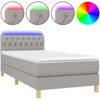 vidaXL Boxspring met matras en LED stof lichtgrijs 100x200 cm