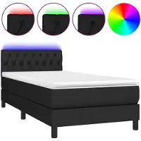 vidaXL Boxspringbed met matras en LED-verlichting, zwart, 90x190 cm, gestoffeerd
